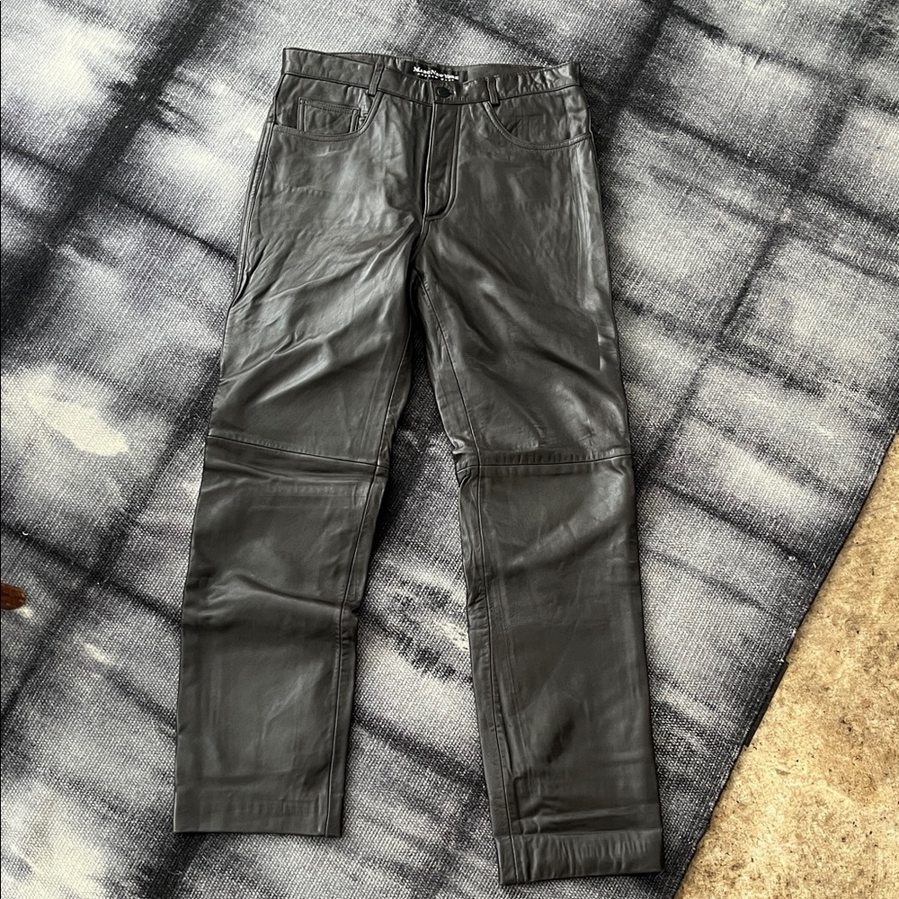 Men's Dark Brown Leather Pants, Marc New York, 34x32